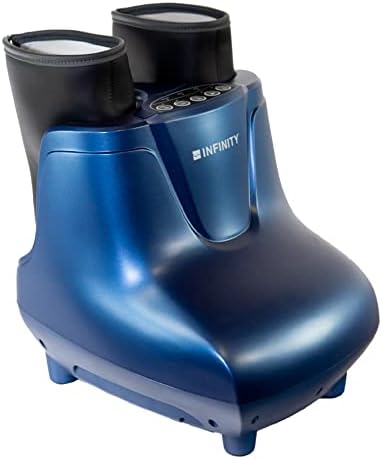 Infinity Shiatsu Deep Intensity Foot and Calf Massager, Adjustable Calf Strap plus Heat, Adjustable Air Pressure, Three Auto Programs, Tapping and Massage Rollers for Feet, Intense Deep Tissue Massage