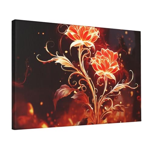 Toile murale fleurs de feu pour réveiller un mur blanc