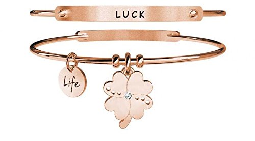MABINA s.r.l. Kidult Bracciale Quadrifoglio | Fortuna in Acciaio Rose Gold