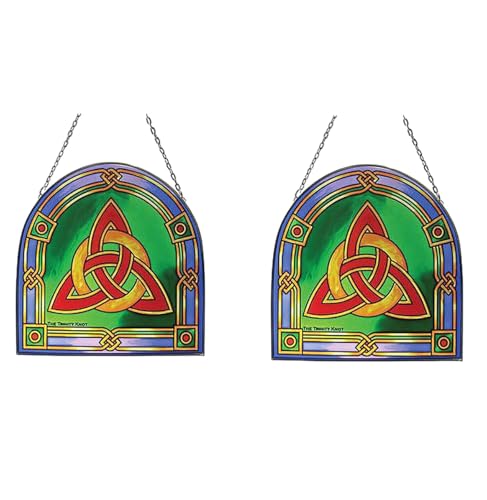 Royal Tara Trinity Knot Stained Glass Window Hang Suncatcher Wall Hanging Irish Plaque Handcrafted Decor Housewarming Gift (2)