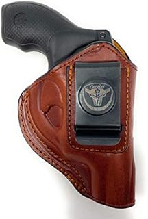 Cardini Leather USA - IWB Ultra Soft Leather Holster, Concealed Carry with Clip, for S&W J Frame Revolver, S&W Models 442, 642, for Airweight 637, 638, 640 and More Snub Nose Revolvers in .38 Special
