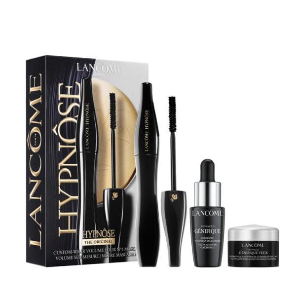 Lancôme Hypnôse Mascara Set: Hypnôse Mascara 001, Génifique Ultimate Serum 10ml, Génifique New Eye Cream 5ml, Luxus Augen- & Hautpflege-Set für eine strahlende Schönheit