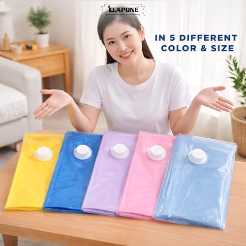 Image of CLAPONE Vacuum Storage Bags /Jumbo Space Saver Vacuum Seal Bags /Space /Vacuum Sealer Bags for Clothes /Comforters /Blankets /Bedding Clothes (5 Pcs Fragrance)