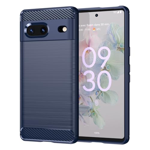Bioyuangig Case for Pixel 7 Case, for Google7 GQML3 Cases, Slim Fit Brushed Carbon Fiber Cover TPU Rubber Shockproof Anti-Scratch Protective Phone Cover for Google Pixel 7 Blue