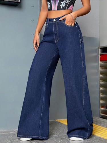 Image of KOTTY Women's High Rise Relaxed Fit Solid Jeans