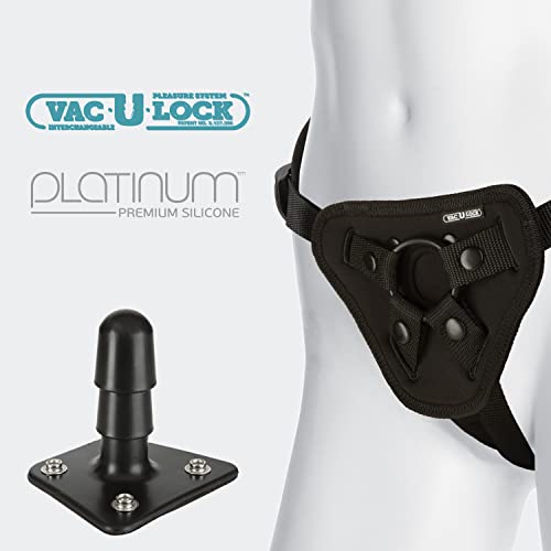 Doc Johnson Vac-U-Lock Platinum - Supreme Harness With Vac-U-Lock Plug & 3 Different Sized O-Rings - Compatible With O-Ring & Vac-U-Lock Dildos - Accommodates Up-To 69" Waist - Black #TOP2