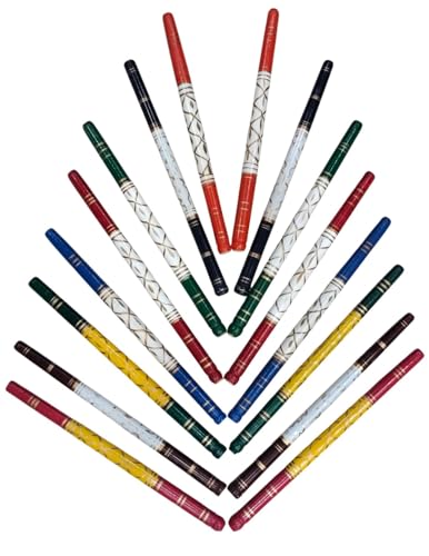 Image of BookMyCostume Wooden White Heavy Sankheda Kolattam Sticks for Dandiya Nights | Traditional Handcrafted Dandiya Sticks for Garba nights | Fancy Dress Accessory for Kids & Adults | (1 Pair - 2 Sticks)