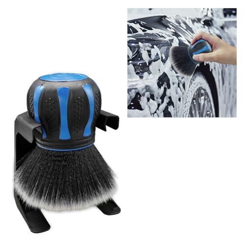 Car Detailing Brush, Ultra Soft Bristles XL Synthetic Brush, Auto Interior Dusting Brush with Storage Rack, Car Cleaning Tool for Vehicle Air Conditioner Vents, Dashboard, Leather (Blue)