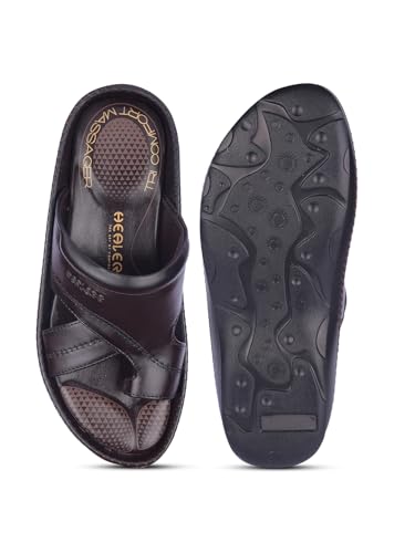 Image of Liberty Healers Black & Brown Ethnic Thong Slippers for Men