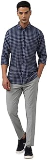 Peter England Men's Slim Fit Full Sleeve Checkered Casual Shirt | 100% Cotton | Premium Twill Weave