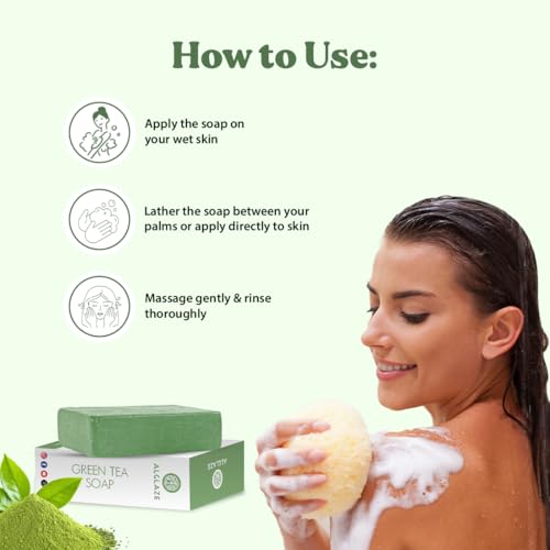 Image of Green Tea Soap With Shea Butter & Jojoba Oil | Cleanses, Calms & Nourishes | 100 g