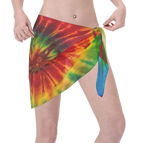 Bassyil Tie Dye Women Short Sarong Beach Wrap Sheer Bikini Chiffon Swimsuit Cover Up Skirt For Swimwear #TOP5