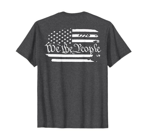 Drapeau américain patriotique 1776 We The People USA imprimé au dos T-Shirt