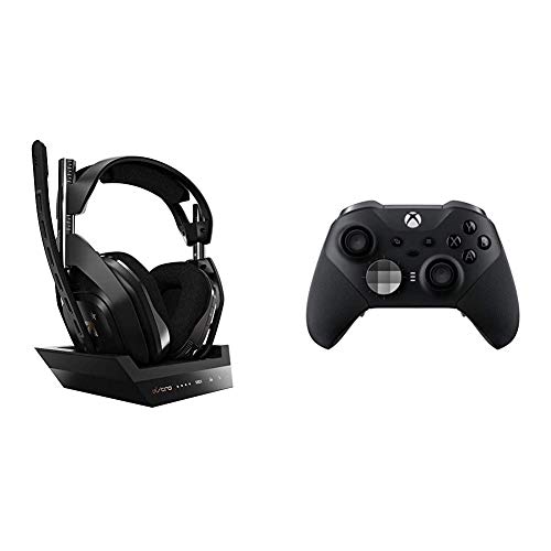 ASTRO Gaming A50, Wireless Gaming-Headset mit Ladestation, Gen 4, Dolby Audio, Game/Voice Balance, Dolby Atmos, 2,4 GHz Kabellos, 15m- Schwarz/Gold & Xbox Elite Wireless Controller Series 2