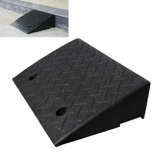 段差スロープ 高耐荷重1000KG ゴム製 滑り止め 屋外用 駐車場 ガレージ 段差解消 カースロープ 自転車 バイク 車椅子 バリアフリー 玄関 階段用 防水 転倒防止 DIY 連結可能 ボルト付き (長さx幅x高さ(50*25*6))