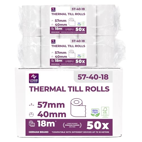 Rollos de papel térmico 57x40mm LYNNE para datáfonos y TPV de comercios 3