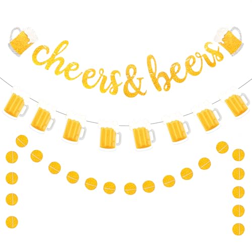 Image of Beer Birthday Banner for Beer Party and Birthday Wedding Party Supplies (Dark Gold)