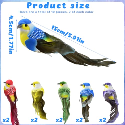 Miniatura 2 de Pajaros Decorativos,10 Piezas Pájaros De Plumas De Espuma Artificial Con Clips,Pájaros Artificiales Con Plumas Para Manualidades Diy Decoración Jardín De Casa Adorno De Fiesta
