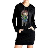 Womens Jack Septic Eye Logo Hoodie Black Long Sleeve Sweatshirt Dress with Pocket X-Large