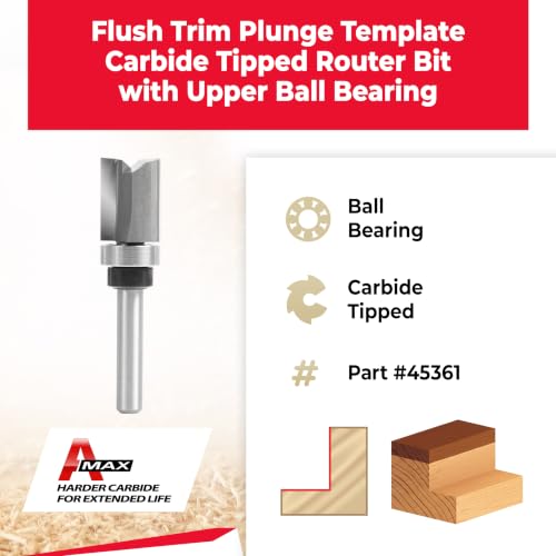 Image of Amana Tool - 45361 Carbide Tipped Flush Trim Plunge Template 9 /16 Dia x 3 /4 inch x 1 /4 Sha