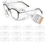 Clear Safety Glasses Over Eyeglasses 12 Pack ANSI Z87.1 Impact Resistant Wide Vision Safety Goggles Fit Over Most Glasses Dust/Chemical Splash Proof Lightweight Protective Eyewear for Men Women