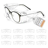 Clear Safety Glasses Over Eyeglasses 12 PACK ANSI Z87.1 Impact Resistant Wide Vision Fits Over Most Prescription Glasses Dust/Chemical Splash Proof Lightweight Protective Eyewear for Men Women