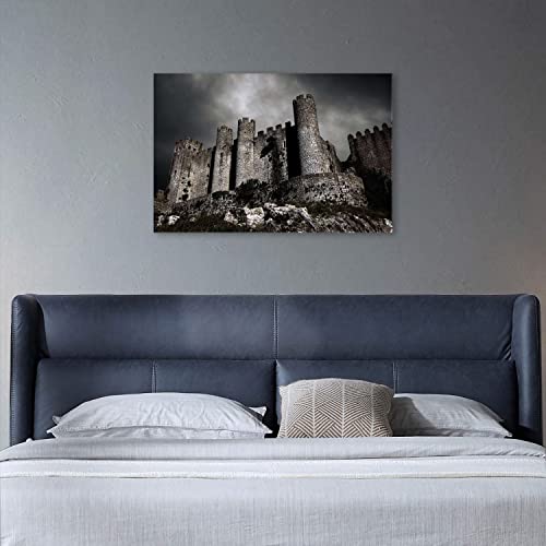 Eorntdy Canvas Wall Art Castle In The Moonlight Canvas Print Artwork Palace Wall Art Paintings Framed Ready To Hang For Living Room Dinning Room Bedroom Bathroom Home Decor 12X18Inch #TOP2