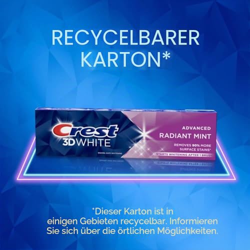 Crest 3D White Radiant Mint, Zahnpasta mit strahlendem Minzgeschmack, 107 g, 3 Stück – Ansicht 5