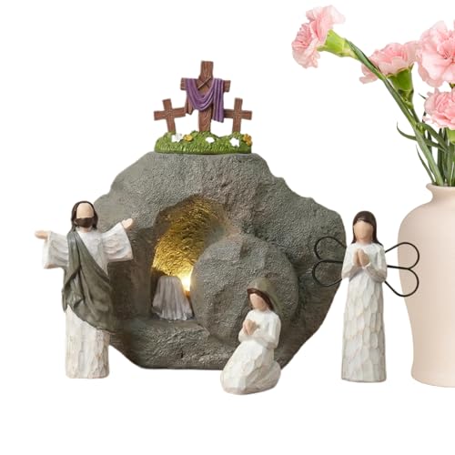 Jiwyunlu Ensemble de la Nativité de Pâques - Ornements de Figurines Religieuses | Présentation du Tombeau pour Pâques,Idée Déco pour Intérieur Maison...