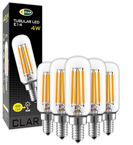 CLAR – Ampoule LED E14 4W 230V 3000K, Remplacement pour Hotte Aspirante, Réfrigérateur Whirlpool, Lumière Chaude, Format Compact Haute Température,...