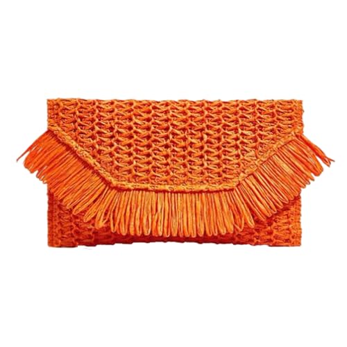 Bolso clutch tejido de paja para mujer, ligero, ideal para verano