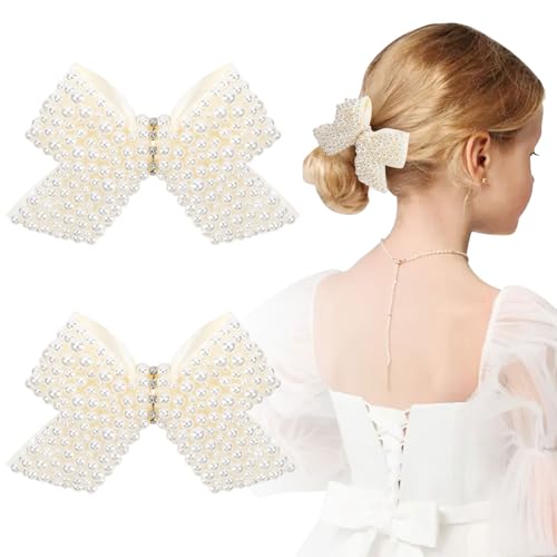 2 piezas pinzas para cabello con perlas blancas miniatura 1