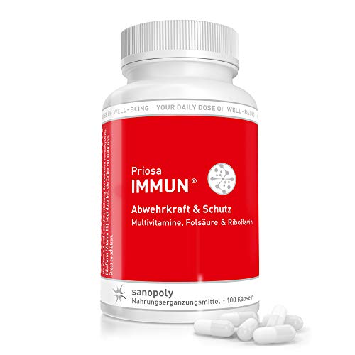 SANOPOLY Priosa® IMMUN 100 Kapseln I Vollständiger Multi-Vitamin-Komplex I Steigerung neuronaler, physischer & geistiger Funktion I Stärkung von Immunsystem & Nervensystem I Vegane Vitamine Cover