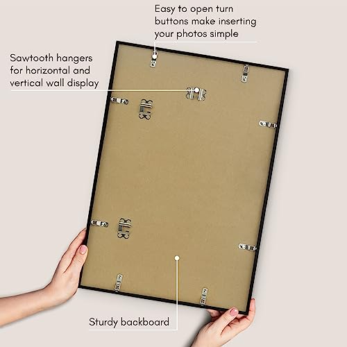 Americanflat 14x20 Picture Frame with Polished Plexiglass - Streamline Collection - Thin Border Picture Frame for Wall Display - Hanging Hardware Included - Black