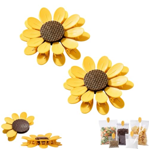 OFY Sunflower Magnetic Snack Bag Clips, 2 Pack
