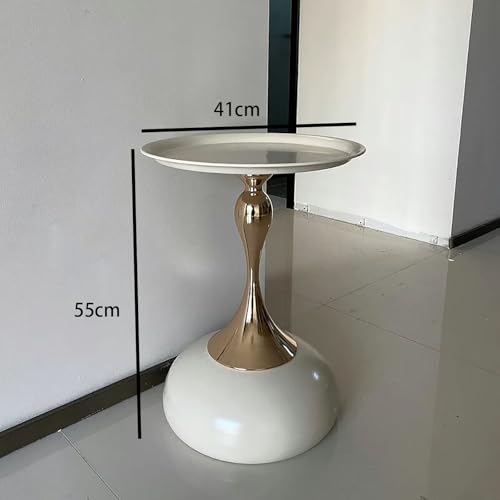 Petite table basse moderne en métal robuste avec plateau blanc et jaune - 3