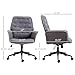HOMCOM Linen Home Office Chair, Tufted Height Adjustable Computer Desk Chair with Swivel Wheels and Padded Armrests, Dark Gray
