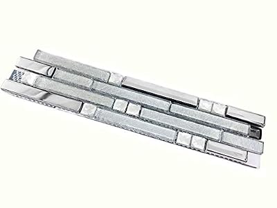 Hominter Tile Sample 3 x 12 Inches: Silver Coated Glass Tile, Clear Crystal Backsplash Tiles, Strip Interlocking Patterns for Kitchen Backsplashes, Bathroom and Shower YG001
