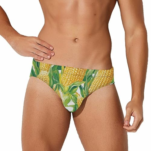 Yellow Corn Cobs Mens Swim Briefs Bikini Sexy Low Rise Trunks Swimsuit Bathing Suit Beach