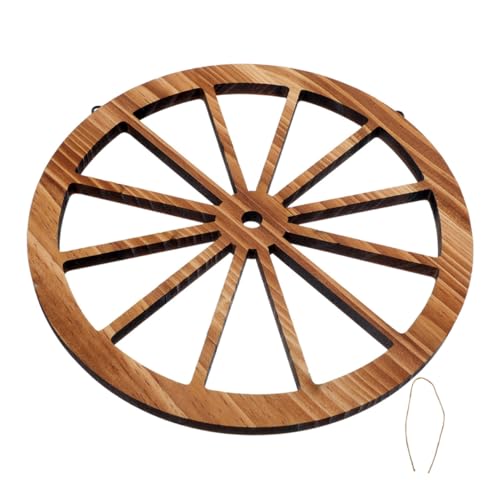 Rueda de carro de madera decorativa para salones rústicos y oficinas con encanto vintage