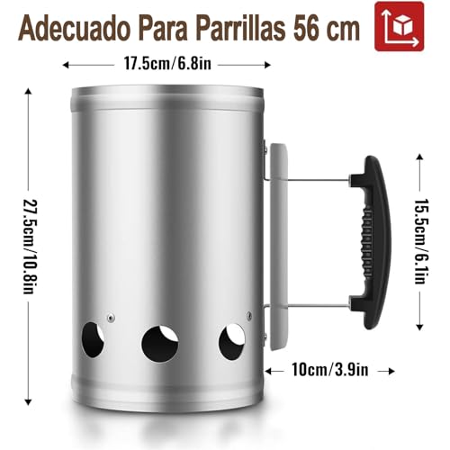 Miniatura 6 de Beau Jardin Encendedor De Carbón Para Barbacoa Para Encender La Parrilla Arrancador Chimenea Chimenea De 28 X 18 Cm Plata Chimenea De Encendido De Encendido Parrilla De Barbacoa Encendedor