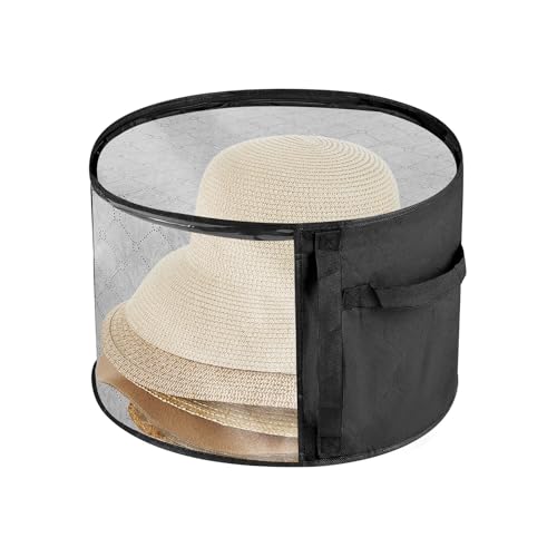 Rannyfol Oversized Clear Hat Box Storage for 7 Caps, Portable Cowboy Hat Box with Zipper for Women Men Travel, Hat Case Hat Organizers (Black)