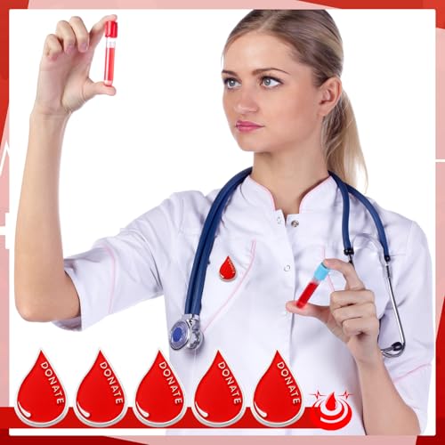 Image of Ecation Blood Drop World Blood Donor Day Gift Enamel Lapel Donor Pins for Party Charity Favors Decoration Event Supplies