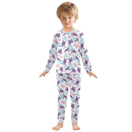 Animal Turtles Pajama Sets Long Sleeve Top with Pants Cotton Soft Sleepwear 2 Piece Pjs Set, 8 Years Old4