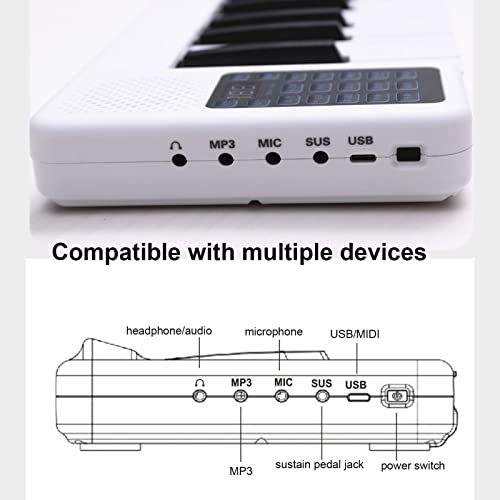 Clavier portable de piano numérique pliable de piano de clavier pleine grandeur de 88 touches for les débutants avec Bluetooth, USB/MIDI, pédale de sustain, sac de piano (Color : White) - Les Beatles, Paul McCartney, John Lennon, RIngo Starr, George Harrison Clavier portable de piano numérique pliable de piano de clavier pleine grandeur de 88 touches for les débutants avec Bluetooth, USB/MIDI, pédale de sustain, sac de piano (Color : White) – Image 6