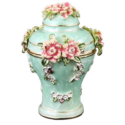 Vanity Tabletop Jewelry Box with Floral Vase Shaped Design, Hinged Lid Trinket Box for Decorative Storage Display Decorative Jewelry Floral Trinket Lidded Organizer Vanity Tabletop Dresser Desk Holder - Image 7