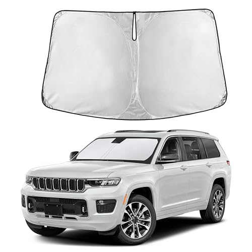 Image of Autovir Windshield Sun Shade Fit for 2011-2025 2026 Jeep Grand Cherokee L | Sunshade, Front Car Window Shades Sun Visor, Blocks UV Rays & Heat, Car Accessories