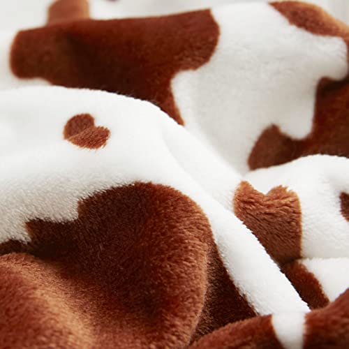 Mast Doo Large Cow Print Fleece Throw Blanket, Fluffy Brown And White Aesthetic Bed Blanket Cow Bedroom Decor Suitable For All Season 60X80 Inch #TOP4