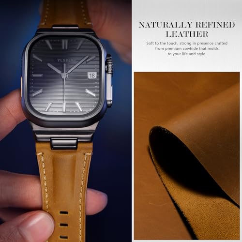 Image of Leather Band for Apple Watch Ultra 3 /Ultra 2 Bands 49mm 46mm 45mm 44mm, Top Genuine Leather Designer Replacement Strap for iWatch Ultra 3 2 1 SE series 11 10 9 8 7 6 5 4 3