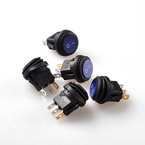 Lightronic 12V Dc 20 Amp On/Off Rocker Switch Toggle Ip65 Waterproof Car Boat 3P Spst Blue Led Indicator(5Pcs, Blue) #TOP3